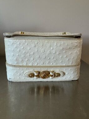 Versace Ostrich-Textured Vanity Bag with Gold Hardware